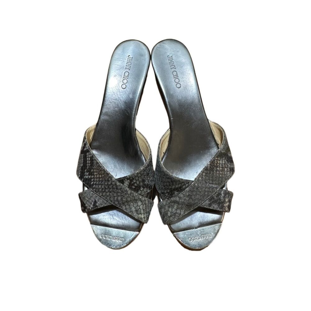 Jimmy Choo Prima Snakeskin Wedge Sandals Sz 9